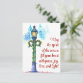 Waterverf lamp na feestelijke kerst feestdagenkaart (Staand voorkant)