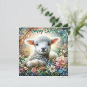 Waterverf Lamspastel Bloemen Religieus Pasen Feestdagenkaart (Staand voorkant)