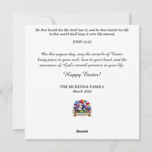 Waterverf Lamspastel Bloemen Religieus Pasen Feestdagenkaart (Achterkant)