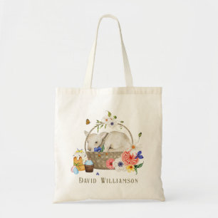 Waterverf Lamsveer Bloemen Mand Pasen Tote Bag