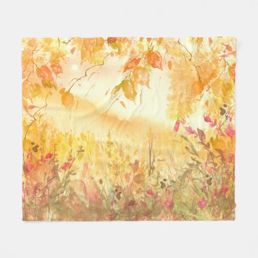 Waterverf Land Bos Landschapskunst Fleece Deken (Voorkant (Horizontaal))