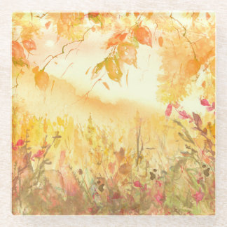 Waterverf Land Bos Landschapskunst Glazen Onderzetter