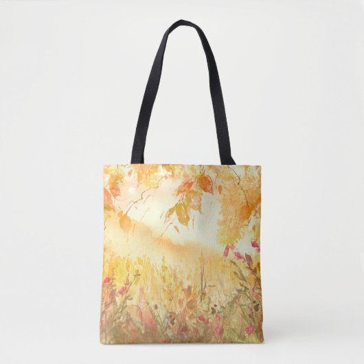 Waterverf Land Bos Landschapskunst Tote Bag (Voorkant)