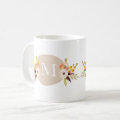 Waterverf Land Floral Monogram Cadeau Mok (Voorkant links)