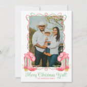 Waterverf Land Kerst Cowboy Laarzen Foto Feestdagenkaart (Voorkant)