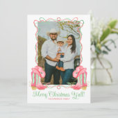 Waterverf Land Kerst Cowboy Laarzen Foto Feestdagenkaart (Staand voorkant)