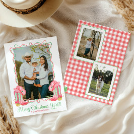 Waterverf Land Kerst Cowboy Laarzen Foto Feestdagenkaart