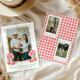 Waterverf Land Kerst Cowboy Laarzen Foto Feestdagenkaart