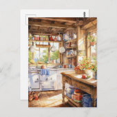 Waterverf land keuken achtergrond briefkaart (Voorkant / Achterkant)