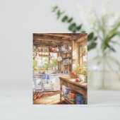 Waterverf land keuken achtergrond briefkaart (Staand voorkant)