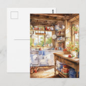 Waterverf land keuken achtergrond briefkaart (Voorkant / Achterkant)