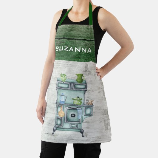 Waterverf Land Kitchen Green - Persoonlijke naam Schort (Insitu)