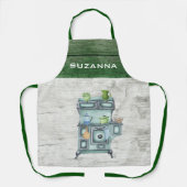Waterverf Land Kitchen Green - Persoonlijke naam Schort (Voorkant)