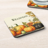 Waterverf Land Pompoen Patch Monogram Bier Onderzetter (Linkerzijde)