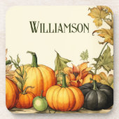 Waterverf Land Pompoen Patch Monogram Bier Onderzetter (Voorkant)