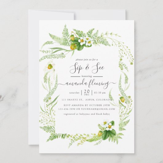 Waterverf Land Rustic Greenery Sip en Zie Kaart (Voorkant)