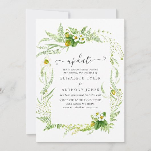 Waterverf Land Rustic Greenery Wedding Update Kaart (Voorkant)