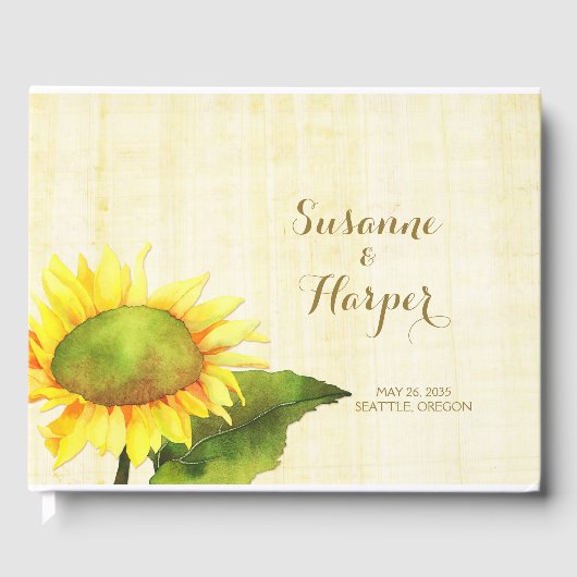 Waterverf Land Sunflower Wedding Gastenboek (Voorkant)