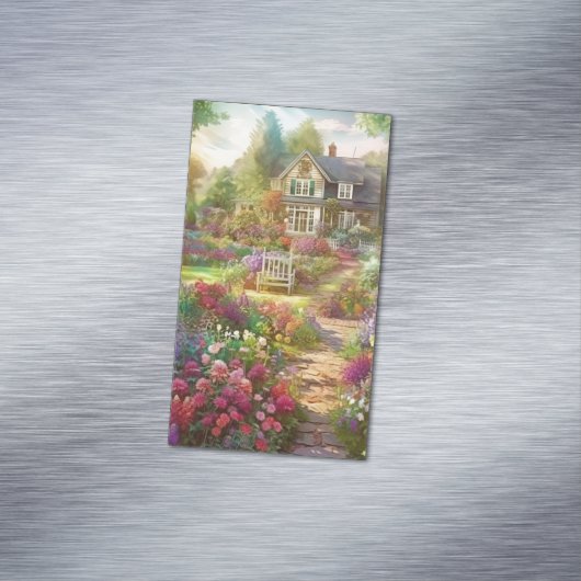 Waterverf land tuin achtergrond magnetisch visitekaartje (Voorbeeld)