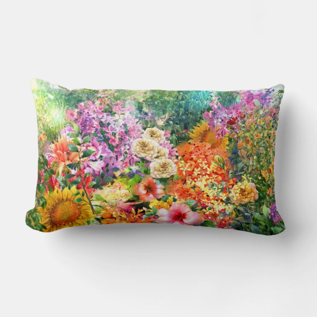 Waterverf land tuin botanische bloemen kussen (Voorkant)