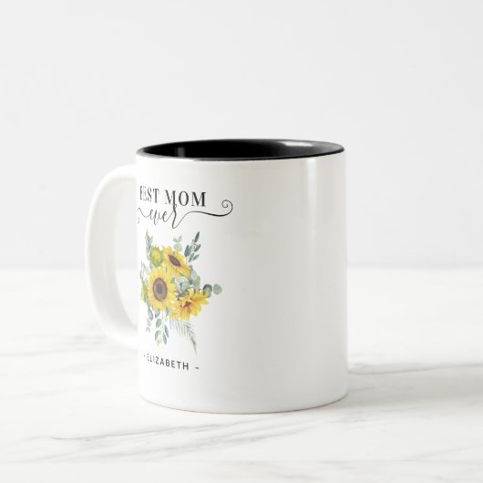 Waterverf Land Zonnebloem Beste Mam Oog Mok (Voorkant links)