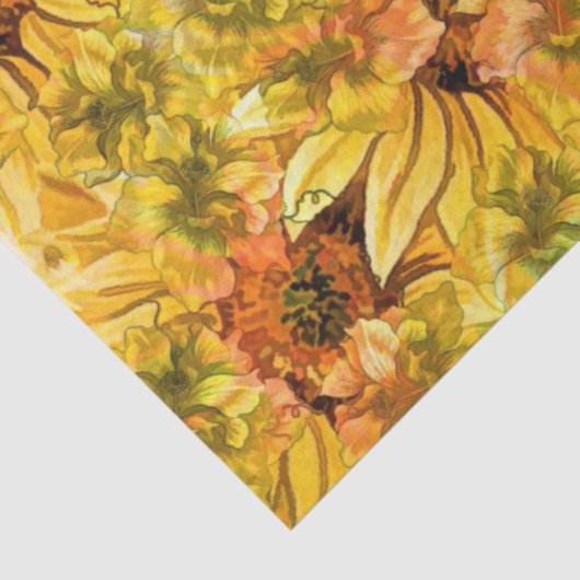 Waterverf land zonnebloemen ontkoppeling achtergro tissuepapier (Detail)