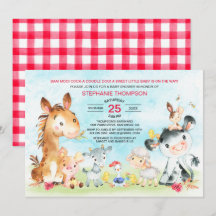 Waterverf landbouwhuisdieren Baby shower