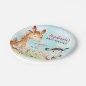 Waterverf landbouwhuisdieren Baby shower Papieren Bordje (Gekanteld)