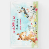 Waterverf landbouwhuisdieren Baby shower Spandoek (Verticaal)