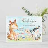 Waterverf landbouwhuisdieren bedankkaart (Staand voorkant)