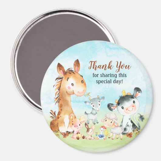 Waterverf landbouwhuisdieren Hartelijk dank Magneet (Voorkant / Achterkant)