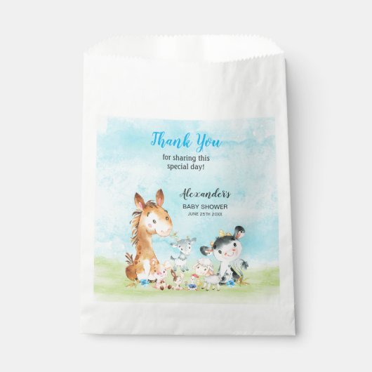 Waterverf landbouwhuisdieren Jongen Hartelijk dank Bedankzakje (Voorkant)