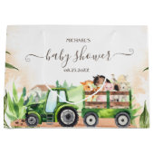 Waterverf Landdieren Tractor Baby shower Groot Cadeauzakje (Voorkant)