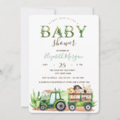 Waterverf Landdieren Tractor Baby shower Kaart (Voorkant)