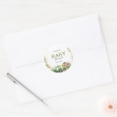 Waterverf Landdieren Tractor Baby shower Ronde Sticker (Envelop)