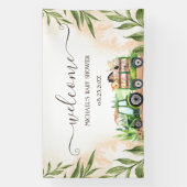 Waterverf Landdieren Tractor Baby shower Spandoek (Verticaal)