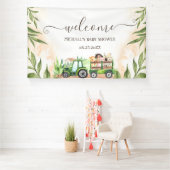Waterverf Landdieren Tractor Baby shower Spandoek (Insitu)