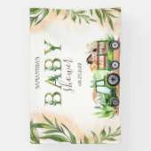 Waterverf Landdieren Tractor Baby shower Spandoek (Verticaal)