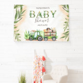 Waterverf Landdieren Tractor Baby shower Spandoek (Insitu)