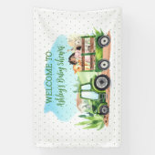 Waterverf Landdieren Tractor Baby shower Spandoek (Verticaal)