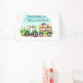 Waterverf Landdieren Tractor Baby shower Spandoek (Insitu)