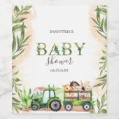 Waterverf Landdieren Tractor Baby shower Wijn Etiket (Enkel label)