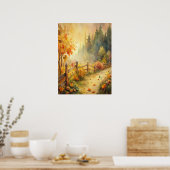 Waterverf Landelijk Herfstlandschap Poster (Keuken)