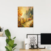Waterverf Landelijk Herfstlandschap Poster (Thuiskantoor)