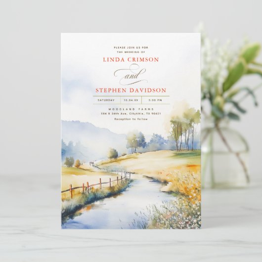 Waterverf Landelijk Landschap Rustiek Landelijk Tr Kaart (Staand voorkant)