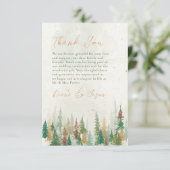 Waterverf landelijke dennenbomen  bedankkaart (Staand voorkant)