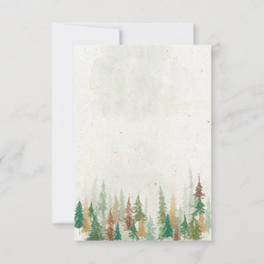 Waterverf landelijke dennenbomen  bedankkaart (Achterkant)