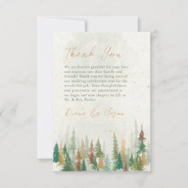 Waterverf landelijke dennenbomen  bedankkaart