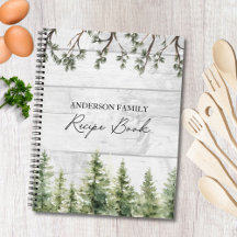 Waterverf Landelijke Dennenbomen Houten Kookboek R