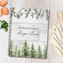 Waterverf Landelijke Dennenbomen Houten Kookboek R Notitieboek